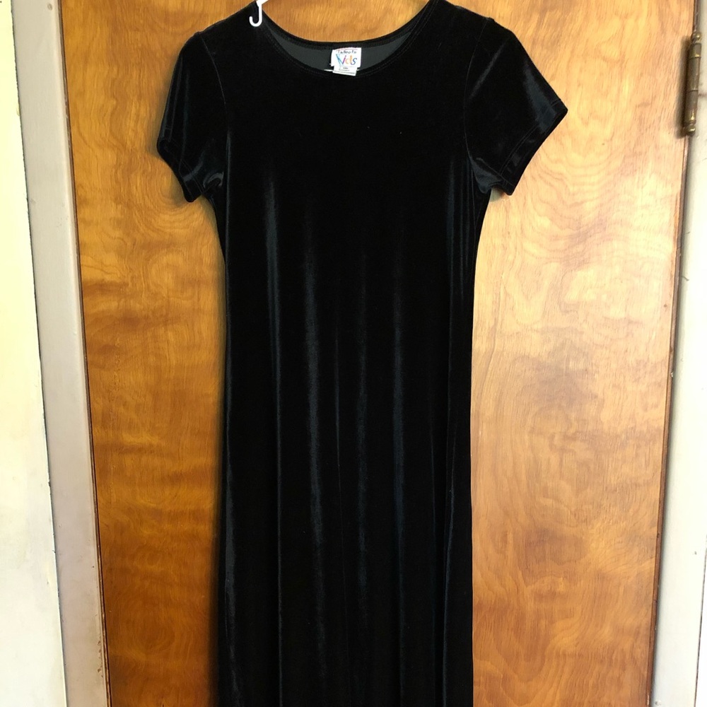 Vintage Talbots Kids Black Velour Dress Size 16 Made in USA
